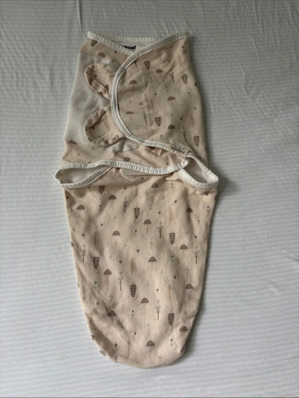 Neutral Beige Woodland Print Baby Swaddle Sack